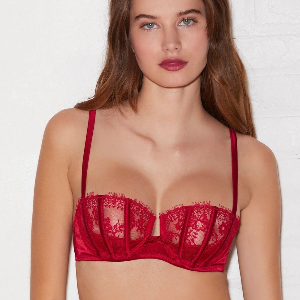 Fleur du Mal Red Lace Balconette Bra